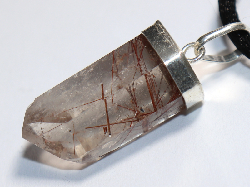 rutilated quartz with cord or silver 925