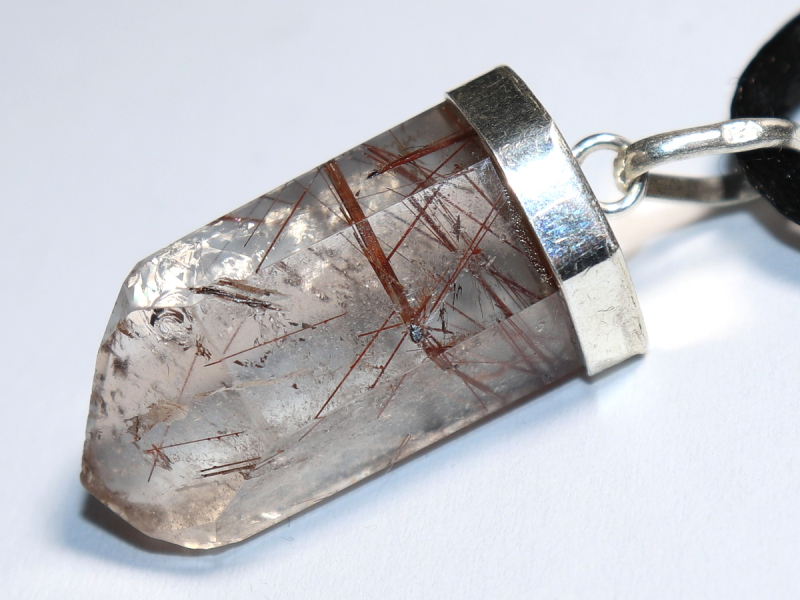 rutilated quartz with cord or silver 925