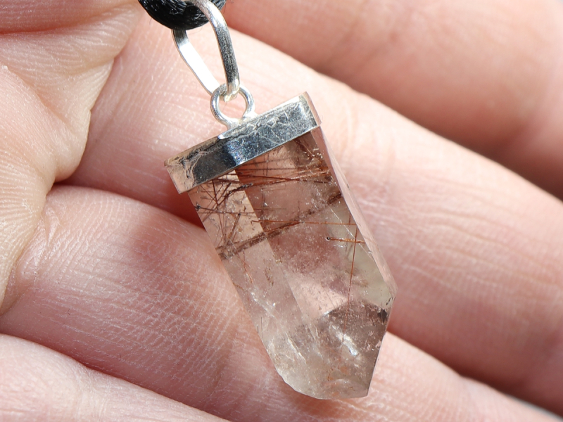 rutilated quartz with cord or silver 925
