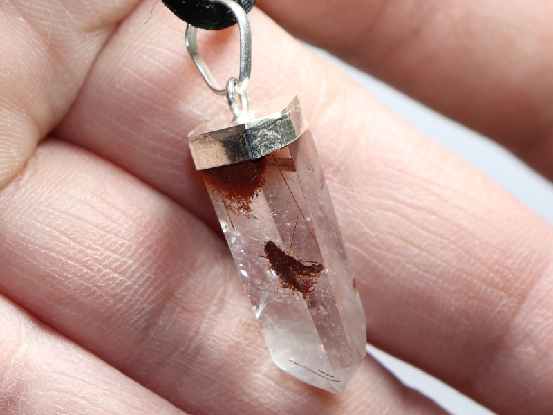 rutilated quartz with cord or silver 925