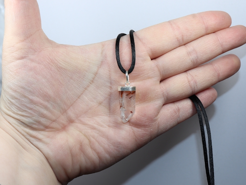 rutilated quartz with cord or silver 925