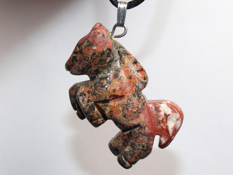 leopard rhyolite with cord or silver 925