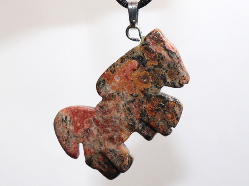 leopard rhyolite with cord or silver 925