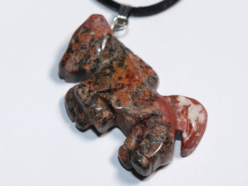 leopard rhyolite with cord or silver 925