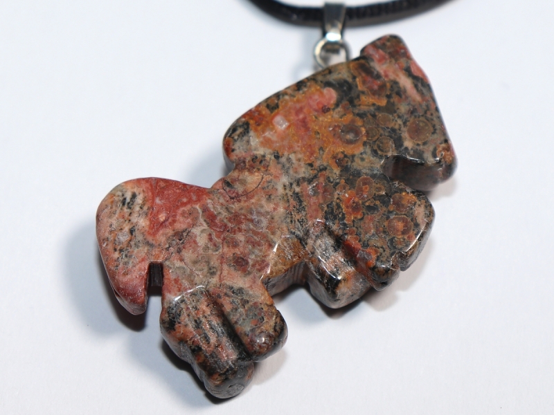 leopard rhyolite with cord or silver 925