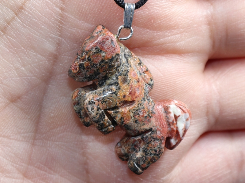 leopard rhyolite with cord or silver 925