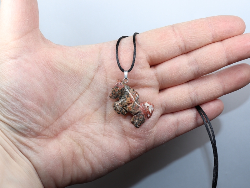 leopard rhyolite with cord or silver 925