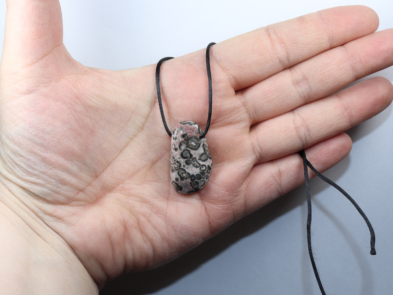 leopard rhyolite with cord or silver 925