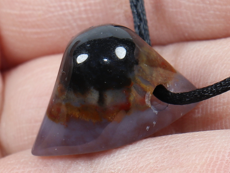 eye agate (sardonyx) with cord or silver 925