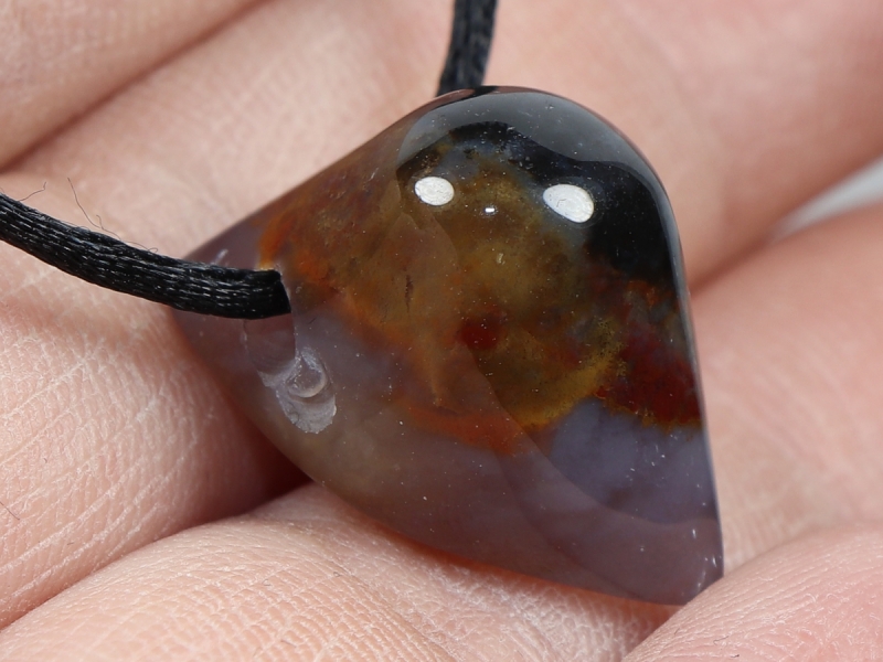 eye agate (sardonyx) with cord or silver 925