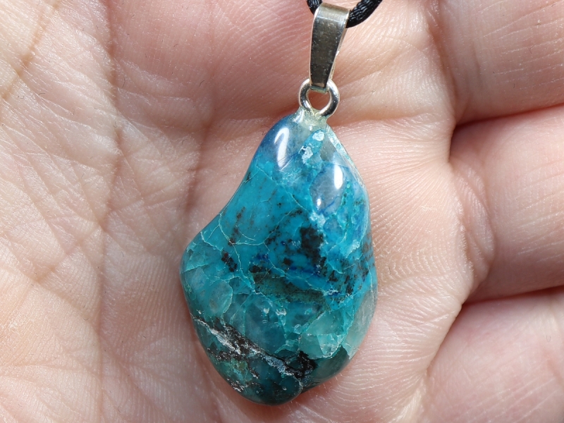 chrysocolla with cord or silver 925