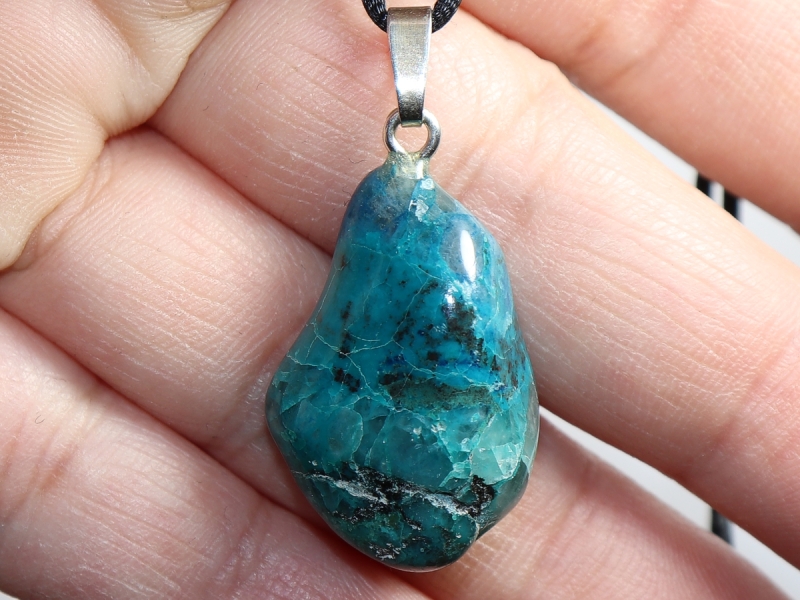 chrysocolla with cord or silver 925
