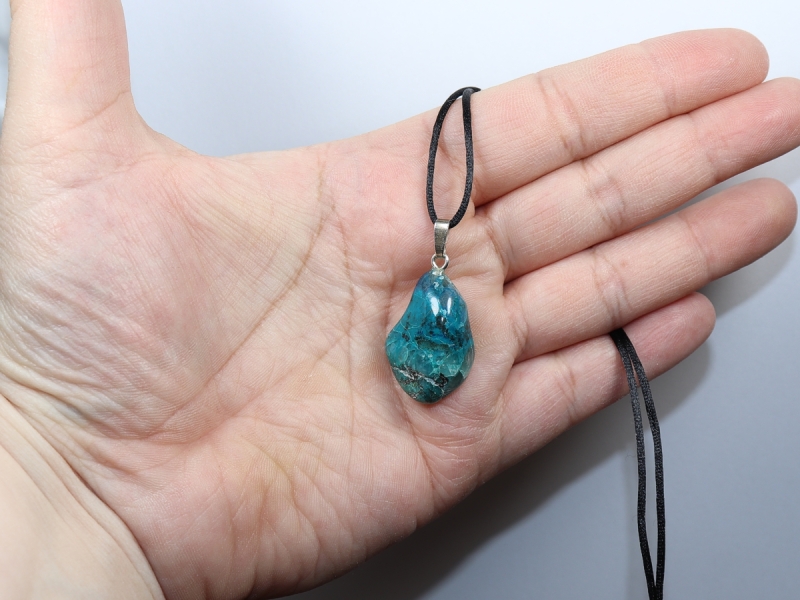 chrysocolla with cord or silver 925