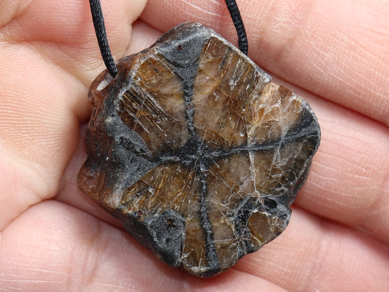 cross stone with cord or silver 925