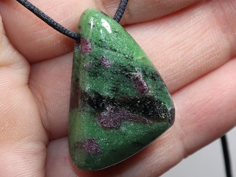 ruby in zoisite with cord or silver 925