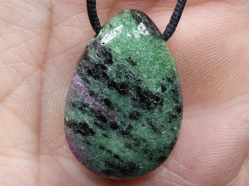 ruby in zoisite with cord or silver 925