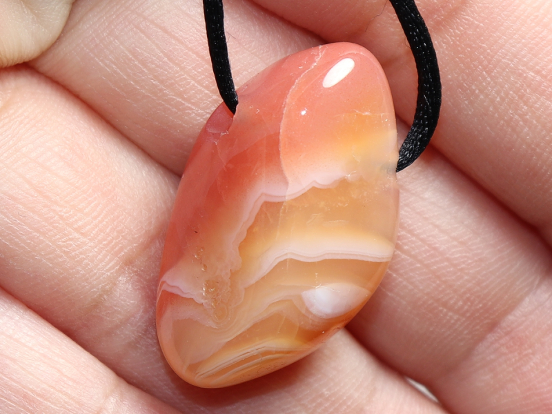 carnelian-agate with cord or silver 925
