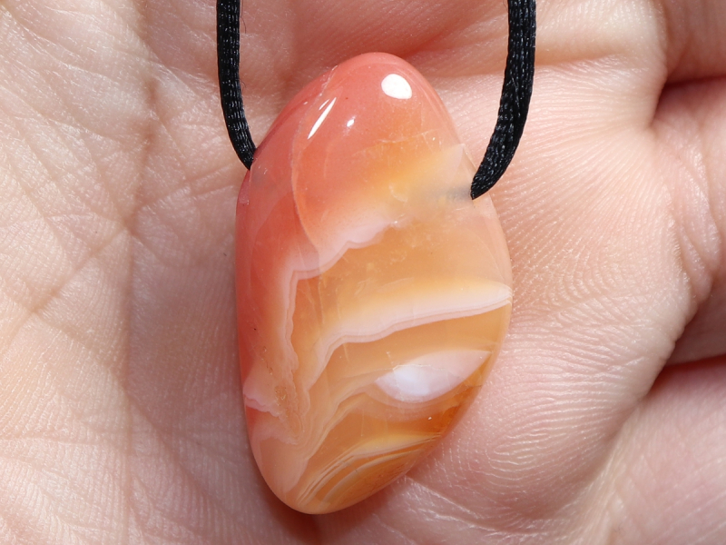 carnelian-agate with cord or silver 925