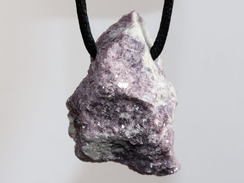 lepidolite with cord or silver 925