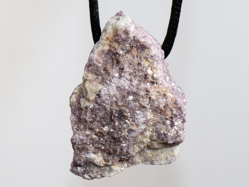 lepidolite with cord or silver 925