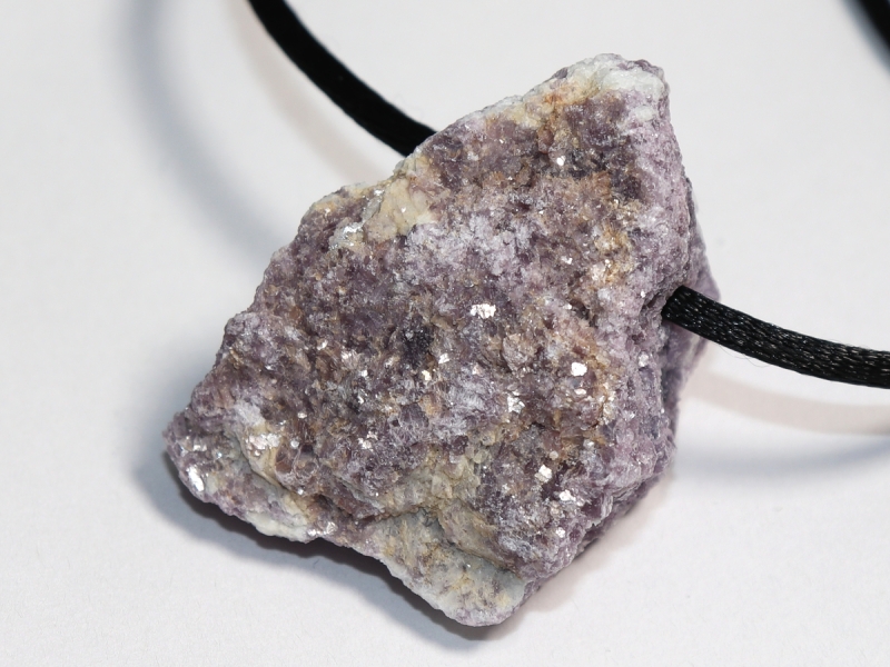 lepidolite with cord or silver 925
