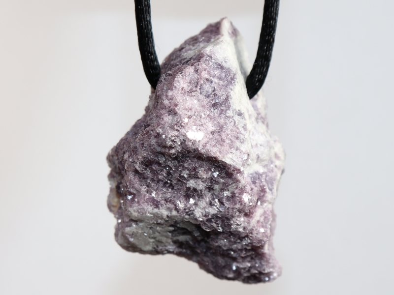 lepidolite with cord or silver 925