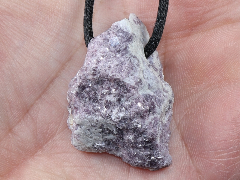lepidolite with cord or silver 925