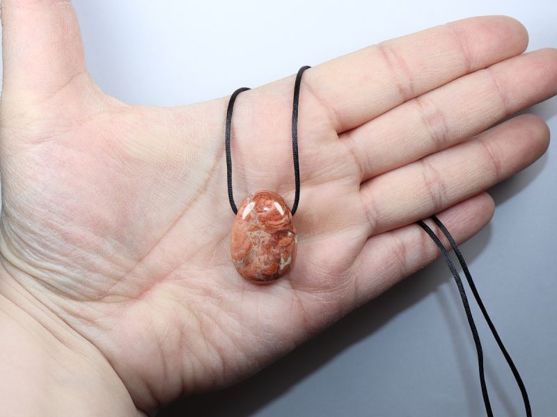 brecciated jasper with cord or silver 925