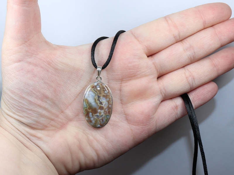 ocean jasper with cord or silver 925