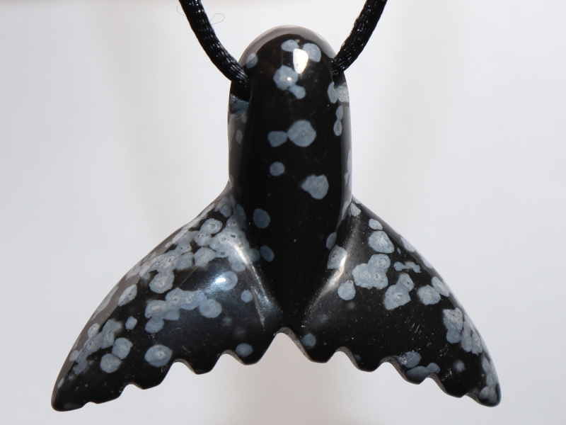 snowflake obsidian with cord or silver 925