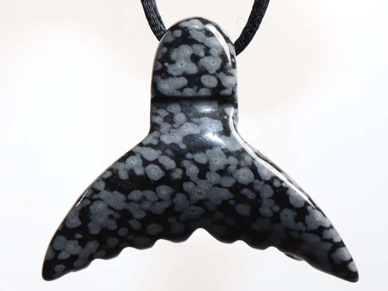 snowflake obsidian with cord or silver 925
