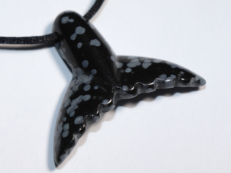 snowflake obsidian with cord or silver 925