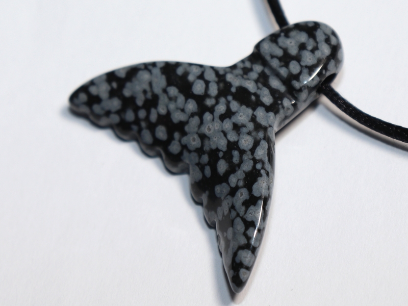snowflake obsidian with cord or silver 925
