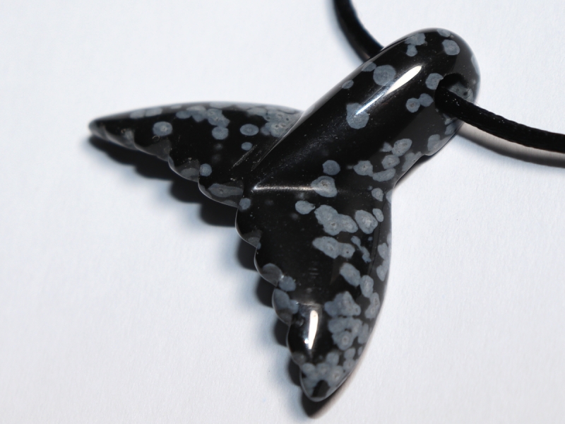 snowflake obsidian with cord or silver 925