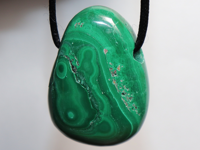 malachite with cord or silver 925