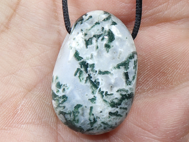 tree agate with cord or silver 925