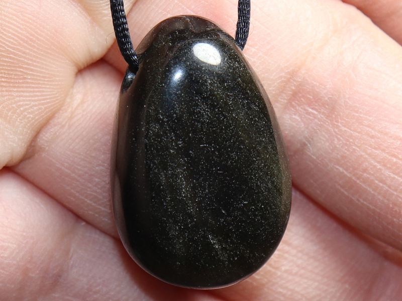 gold obsidian with cord or silver 925