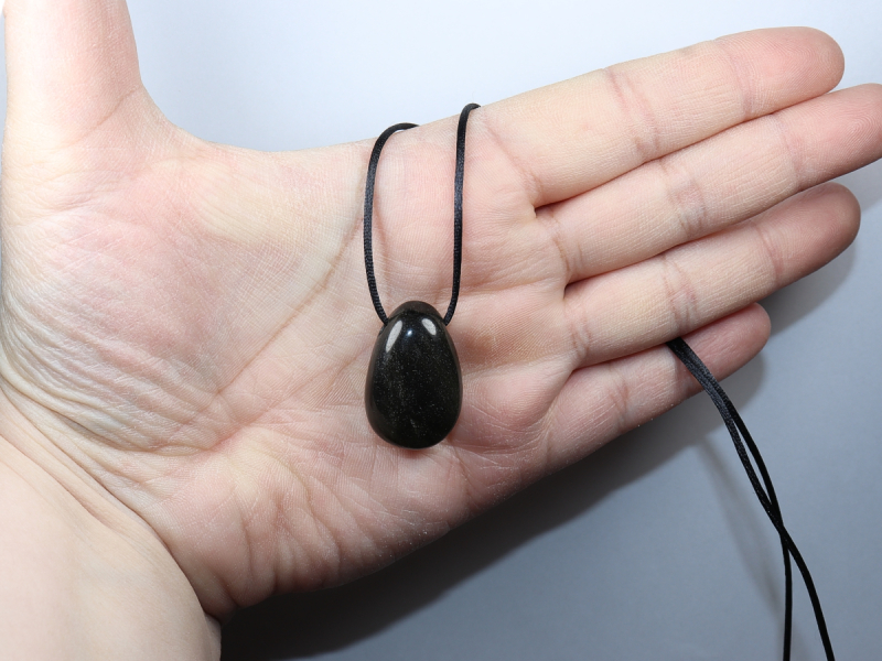 gold obsidian with cord or silver 925