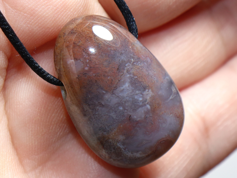 indian agate with cord or silver 925