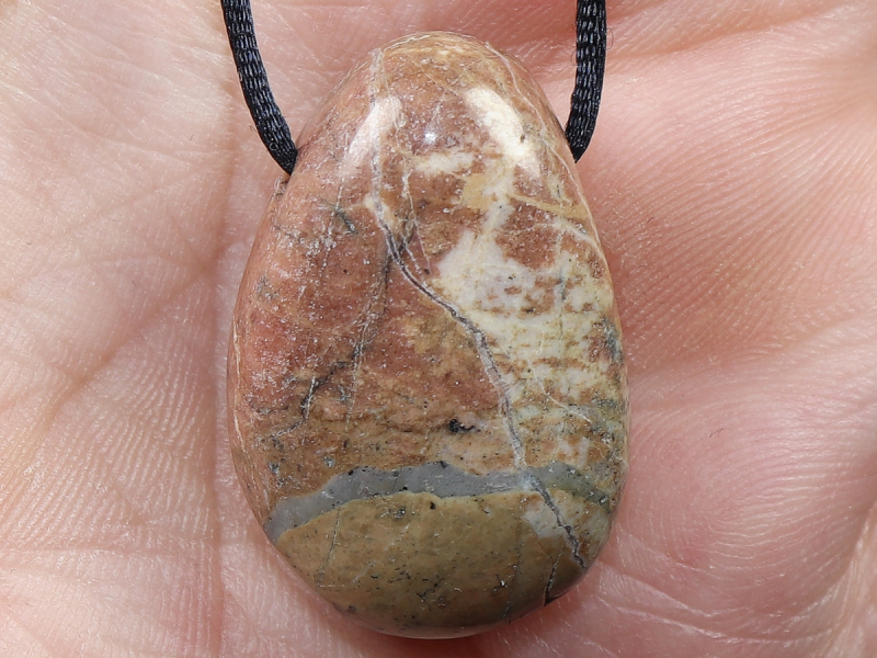 rhodonite with cord or silver 925