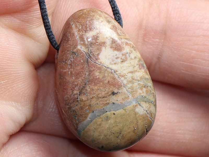 rhodonite with cord or silver 925