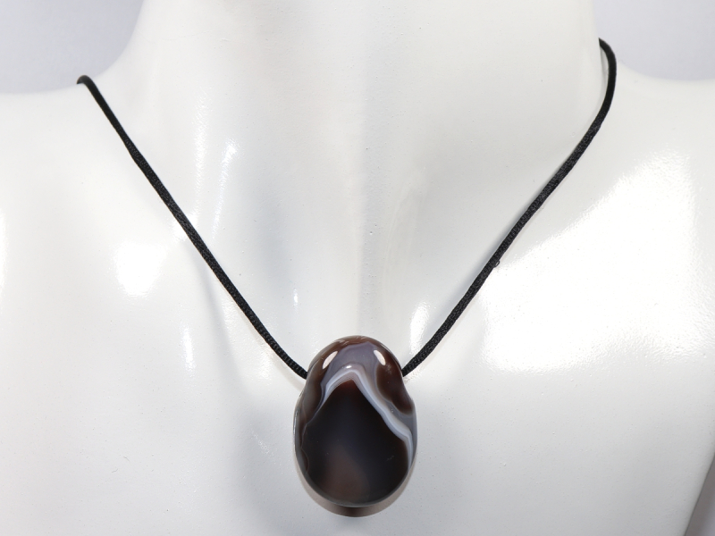 Botswana agate with cord or silver 925