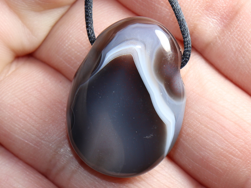 Botswana agate with cord or silver 925