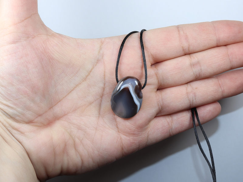 Botswana agate with cord or silver 925