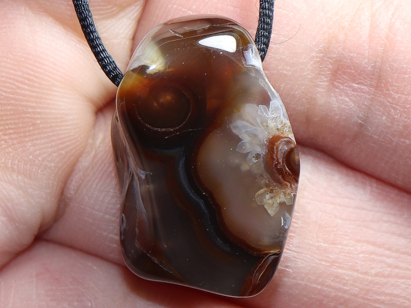 fire agate with cord or silver 925