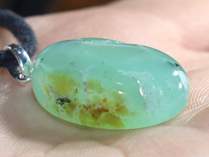 Chrysoprase on cord