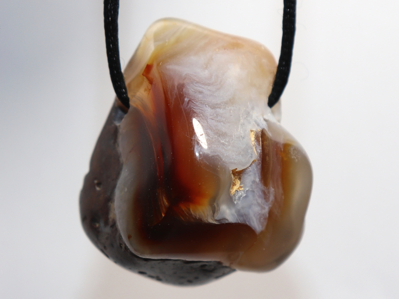 fire agate with cord or silver 925