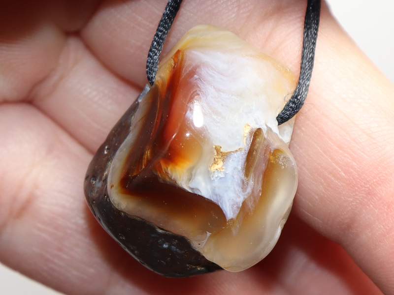 fire agate with cord or silver 925
