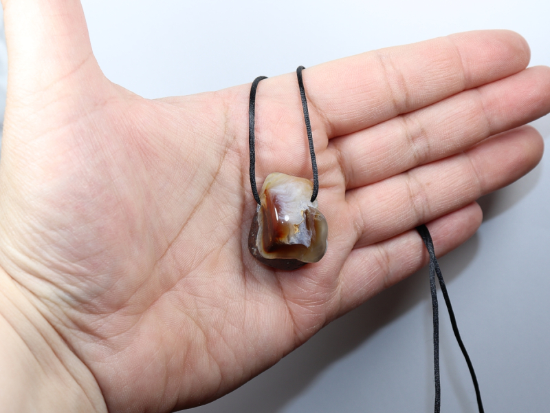 fire agate with cord or silver 925