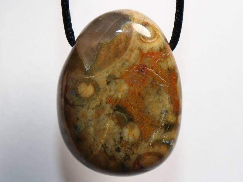 rainforest rhyolite with cord or silver 925